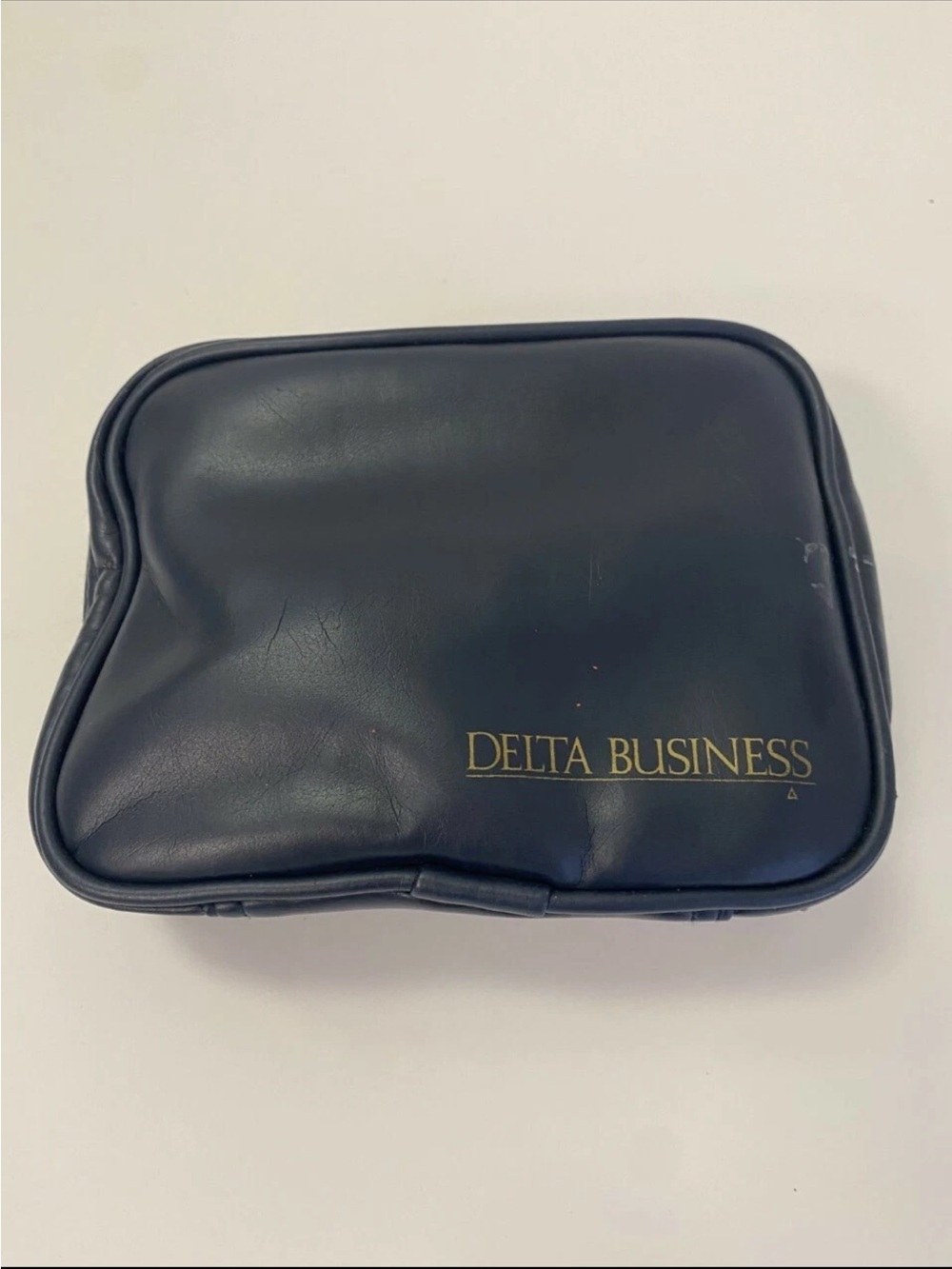 Delta Airlines Black Cosmetic Travel Pouch with Gold 'DELTA BUSINESS' Logo